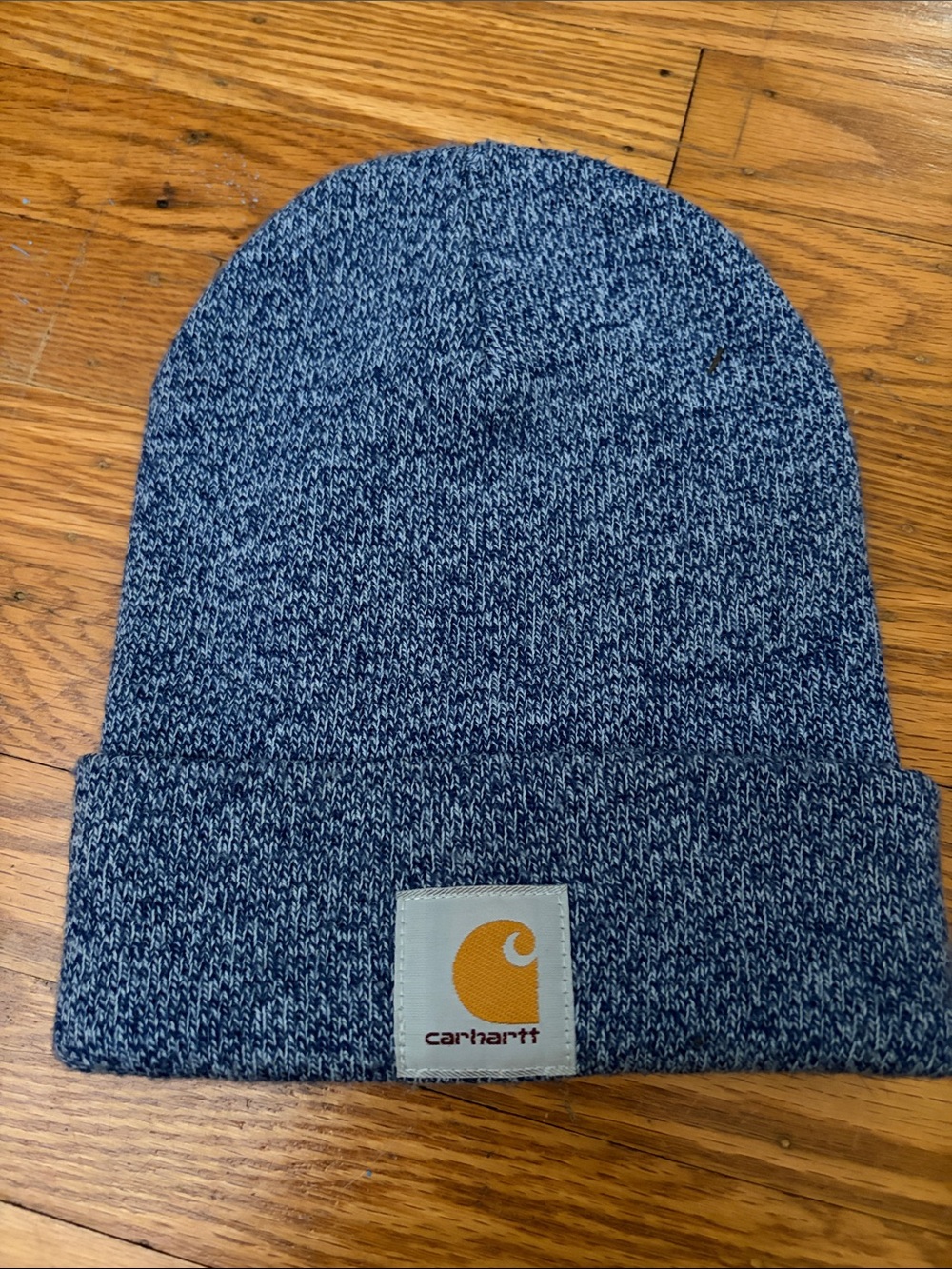 Carhartt Blue Marled Cuffed Beanie with Logo Patch